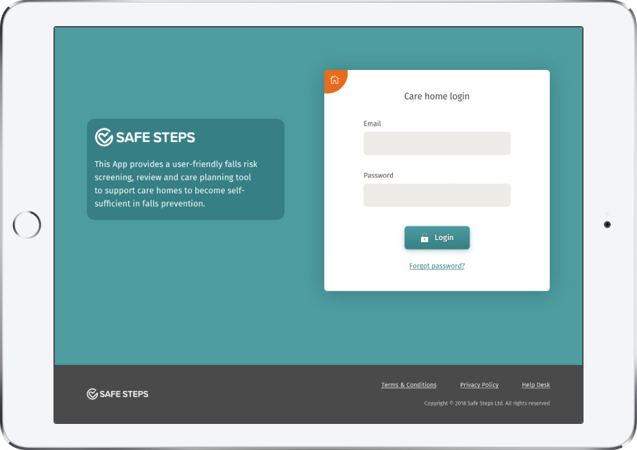 Safe Steps app in use on a tablet computer