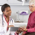 GP showing elderly patient data