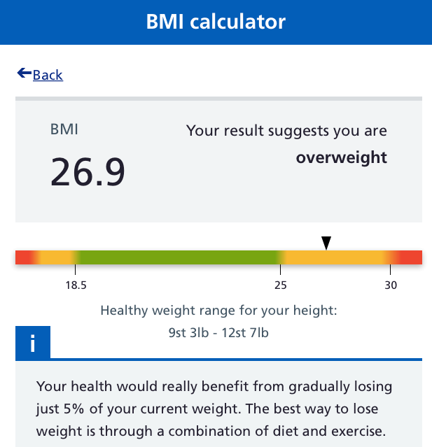 Professor Ben Bridgewater uses an online BMI calculator