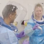 Frontline medical staff at Manchester University NHS Foundation Trust wearing innovative PPE respirator designed by medical staff in the fight against COVID-19