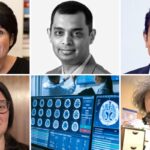 Experts awarded MAHSC Neuroscience Fellowships Louise Dulhanty, Dr Amit Kishore, Hiren Patel, Michelle Angus and Dr Rajiv Mohanraj