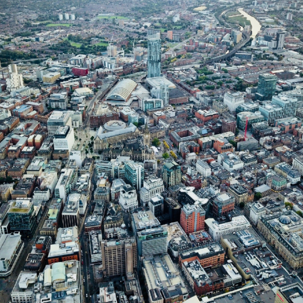 An aerial shot of Manchester.