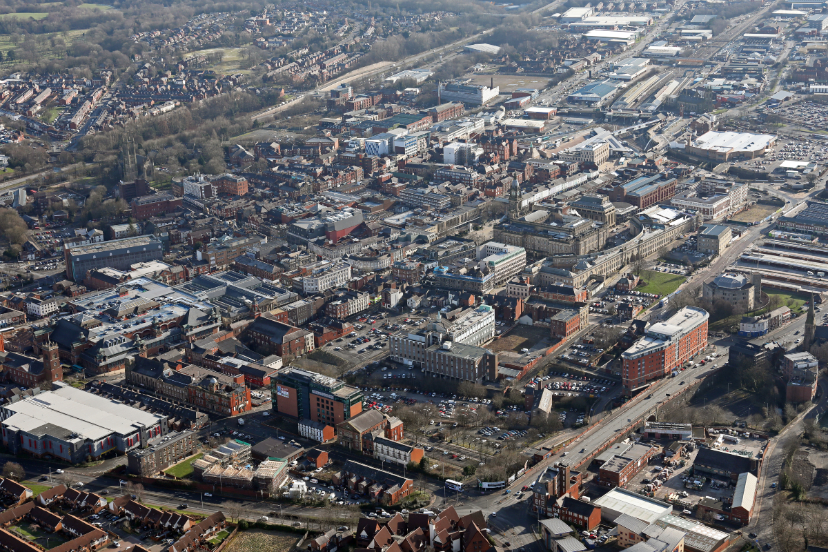 An aerial view of Bolton.