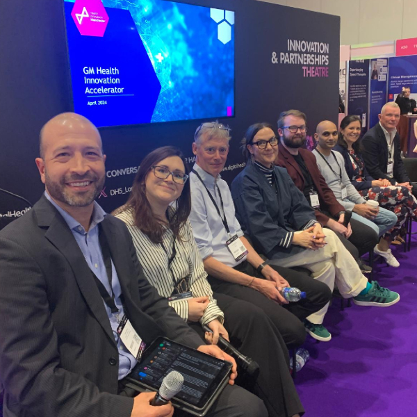 [Image taken at the Digital Healthcare Conference 2024. From left to right – Daniel Zamora, Sian Hilton, Simon Patton, Joanna Wilson Brown, Roddy Burns, Manish Patel, Fiona Gillanders, Nigel Slone and Tony King]