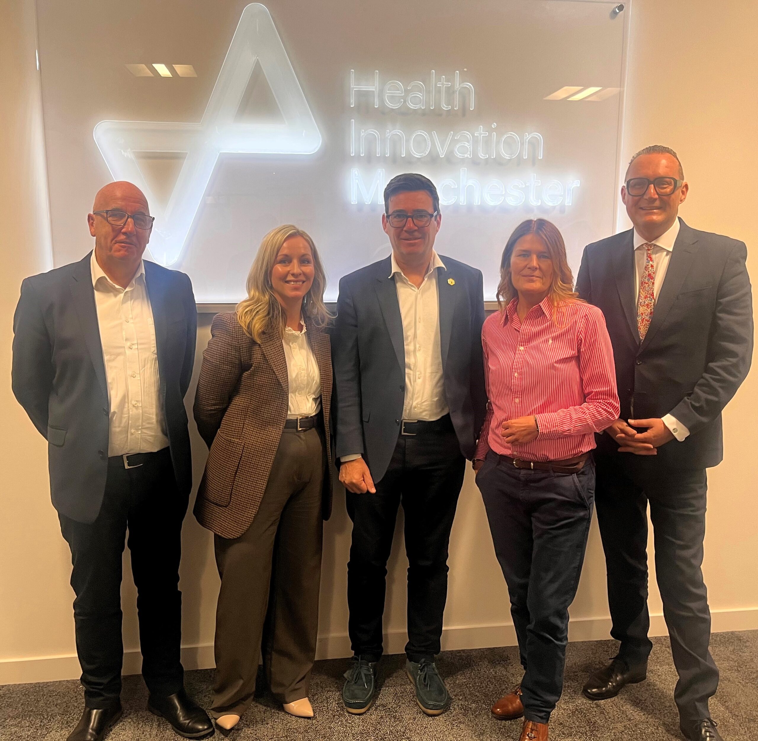 Andy Burnham visits Health Innovation Manchester offices